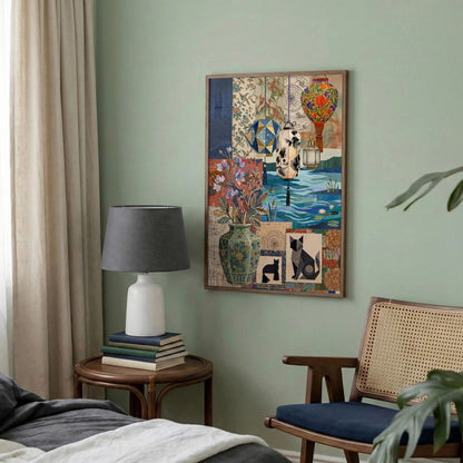 Eclectic Collage Print, Vintage Boho Wall Art, Retro Maximalist style